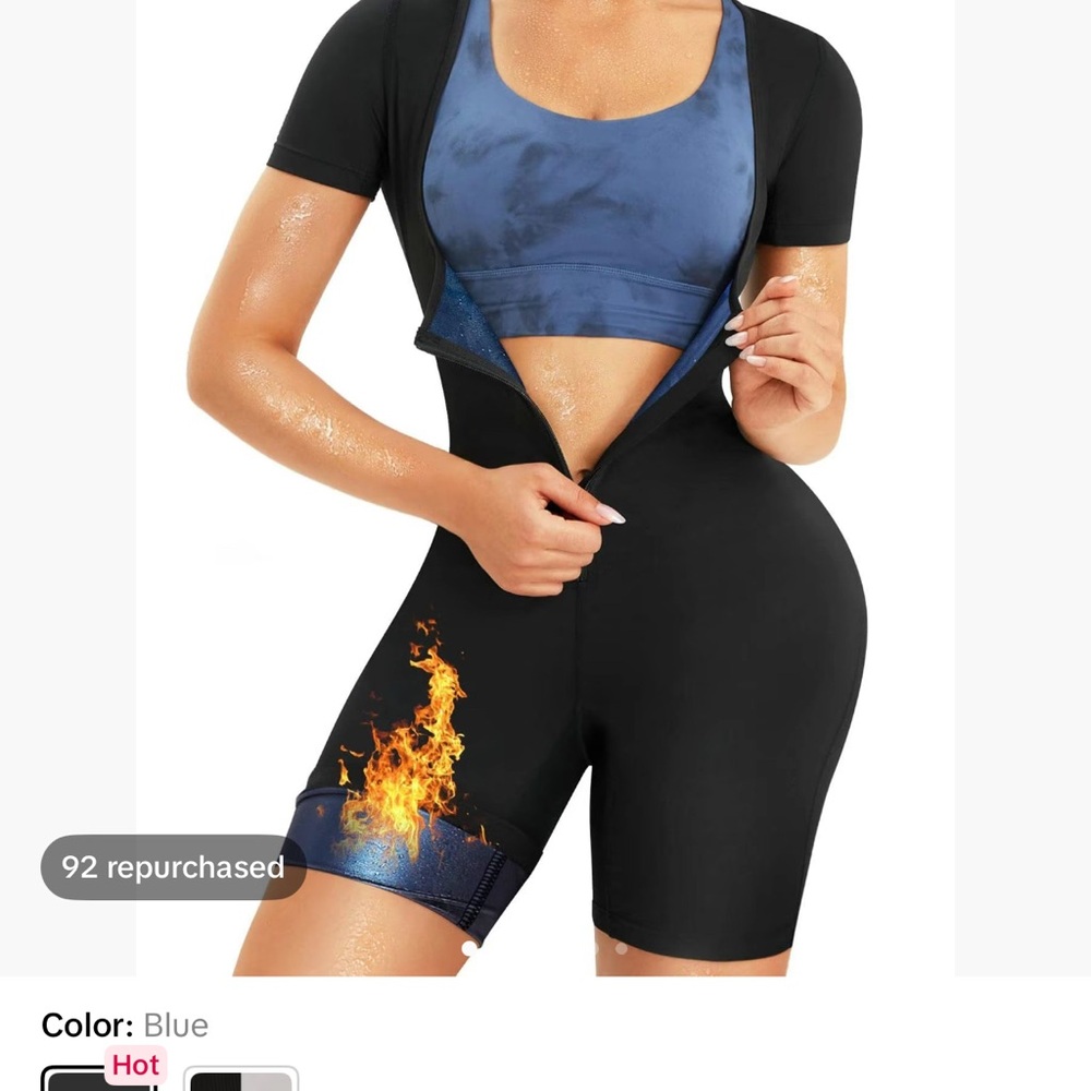Black and Blue Workout Set with Flame Design